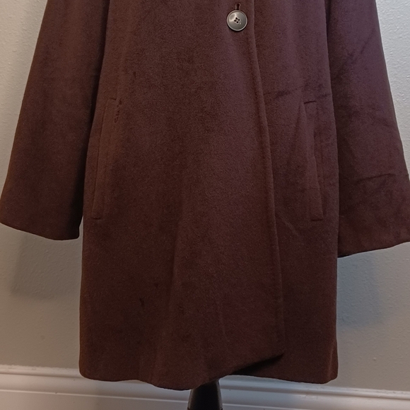 Vintage Cinzia Rocca 100% Wool Sz‎ 8 Old Money Wide-Collar Brown Neutral Coat - Picture 7 of 15